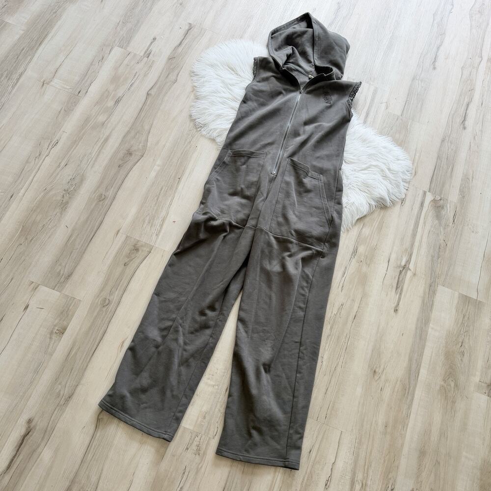 OYROSY Grey Wide Leg Sleeveless Jumpsuit Medium Lace Trim TS